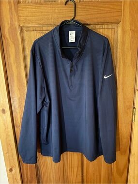 Nike Men's Navy blue Quarter-Zip Performance pullover Jacket golf dri-fit xxl